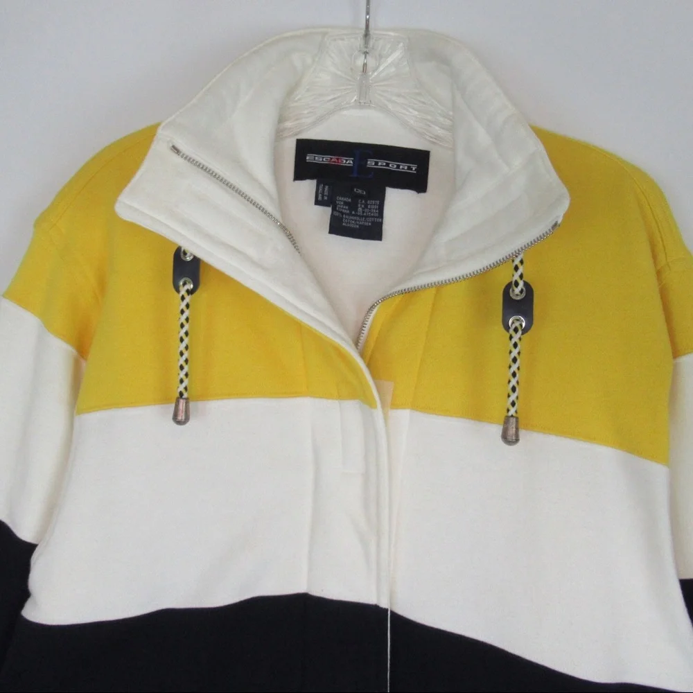 Escada Sport Vintage Zip Front Colorblock Sweatshirt Mens Small